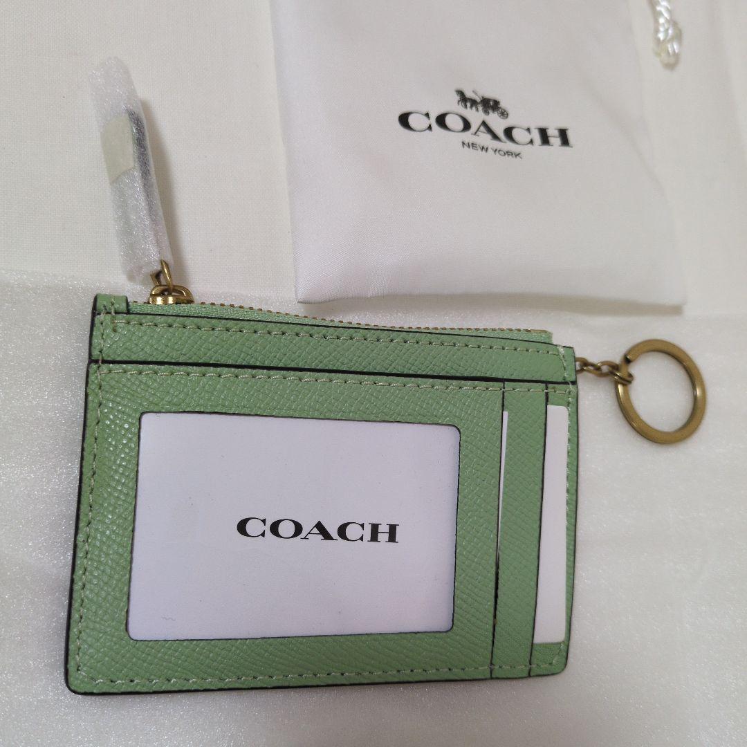 COACH カードケース　ミニスキニー　ミントグリーン