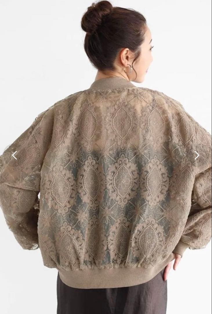 vin 新品　完売　ダブルジップチュールレースブルゾン　ベージュ　定価22000