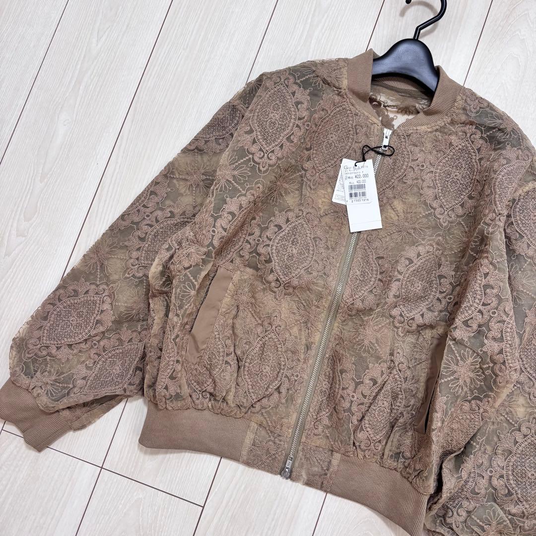 vin 新品　完売　ダブルジップチュールレースブルゾン　ベージュ　定価22000