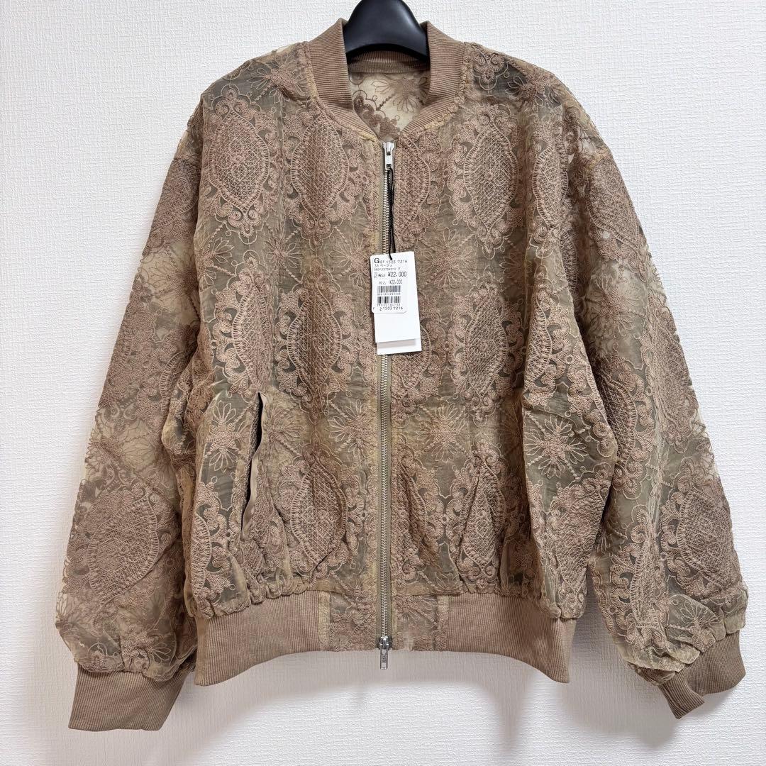 vin 新品　完売　ダブルジップチュールレースブルゾン　ベージュ　定価22000