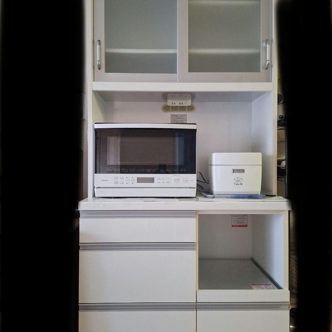 キッチンカウンター　キッチンボード　食器棚　白　東京インテリア　90cm