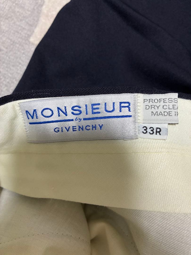 GIVENCHY vintage 3tuck wool slacks ネイビー