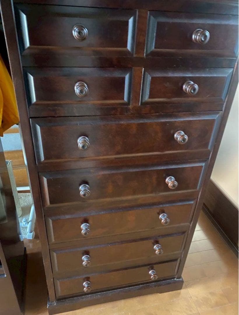 【mamando】ダークブラウン木製チェスト 7段