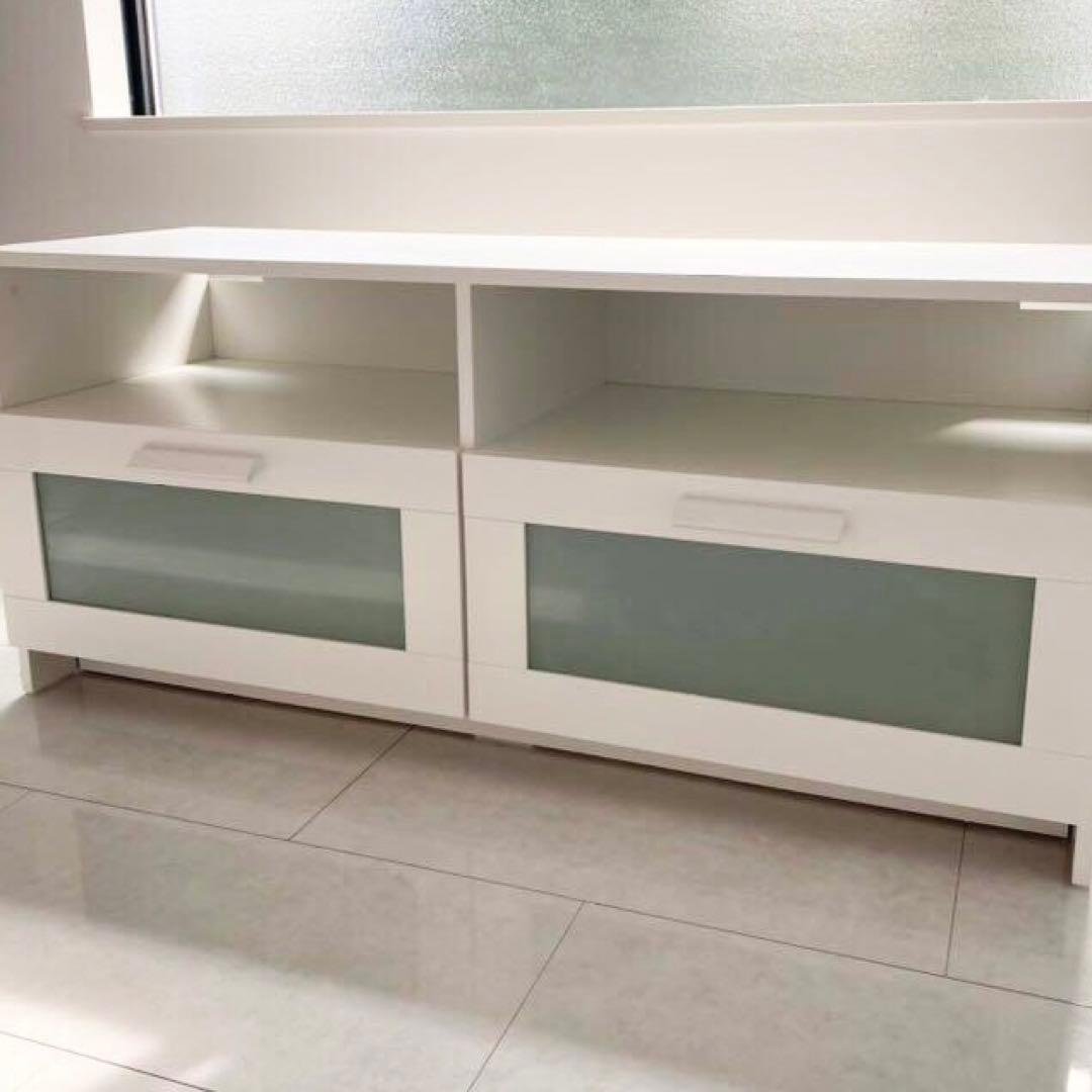 IKEA BRIMNES テレビ台　サイドテーブル　ラグ　ホワイト　リビング　1