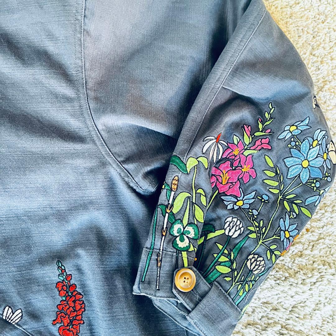 ゴースローキャラバン 植物 昆虫 刺繍 モッズコート