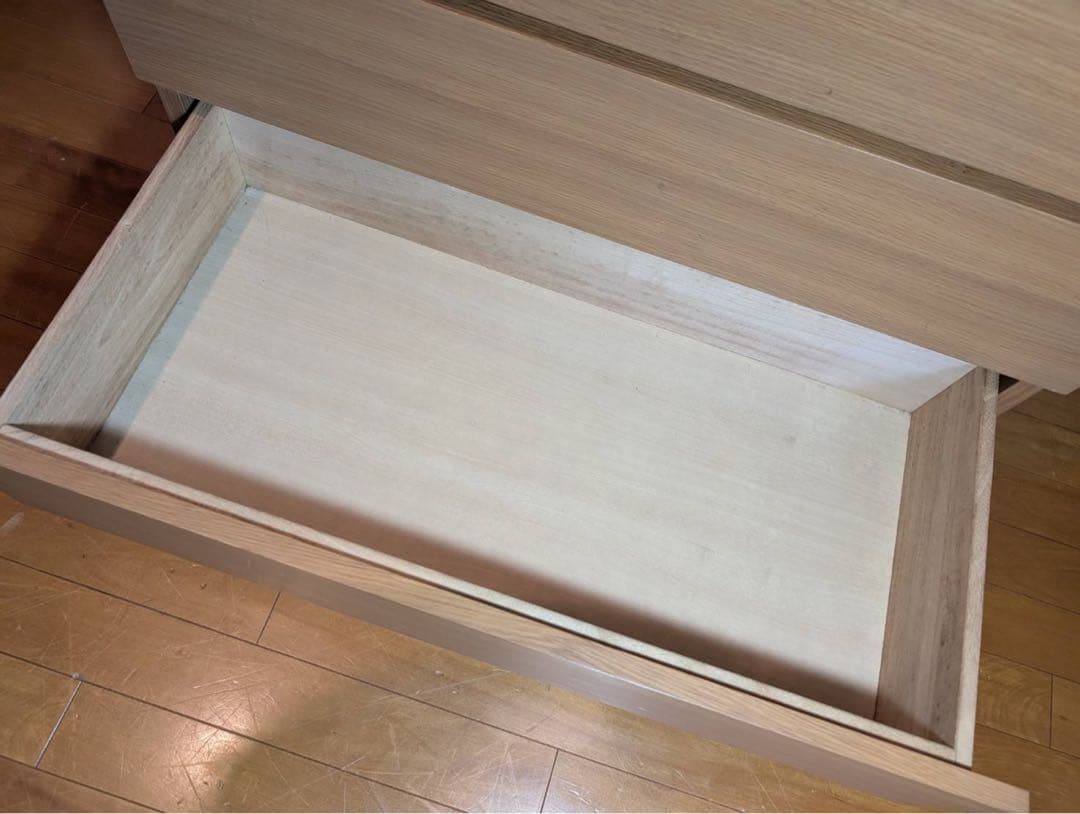 ■送料込■無印 MUJI 木製チェスト オーク材 4段ワイド 衣類収納 たんす棚