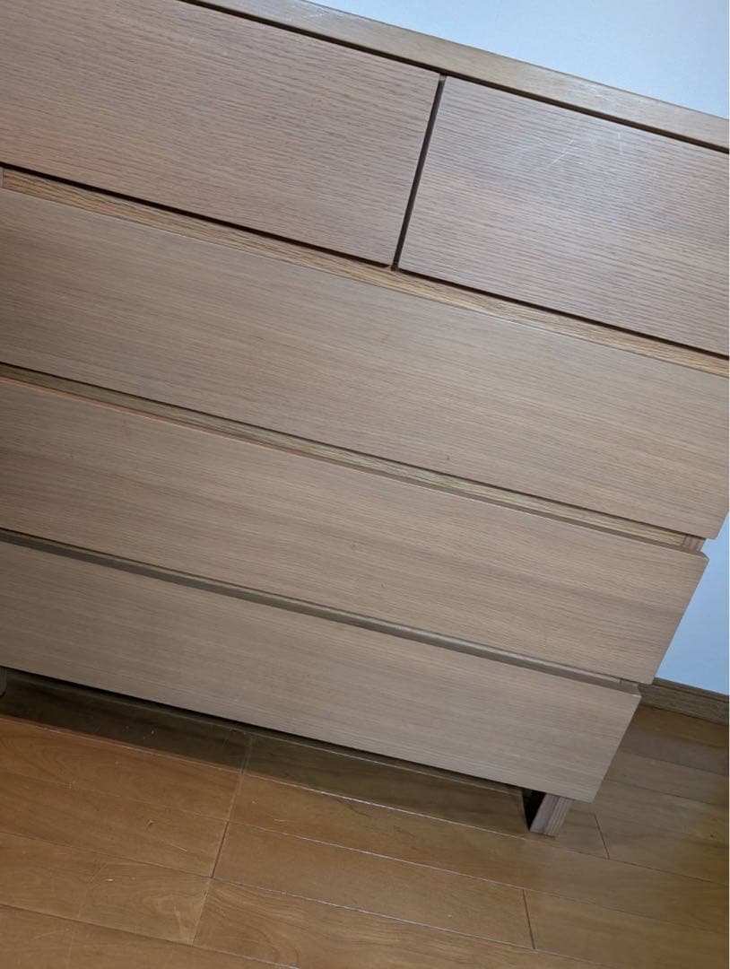 ■送料込■無印 MUJI 木製チェスト オーク材 4段ワイド 衣類収納 たんす棚