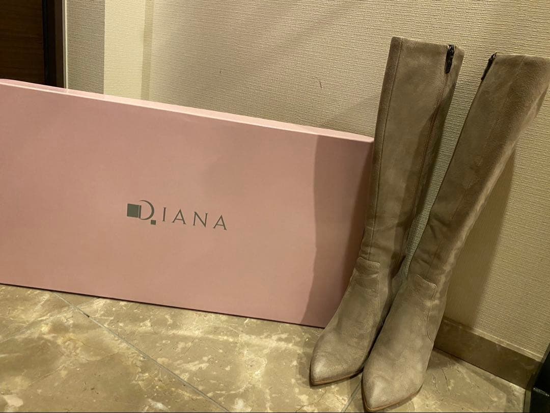 DIANA ダイアナ スエード ロングブーツ ダーク ベージュ UL 69234
