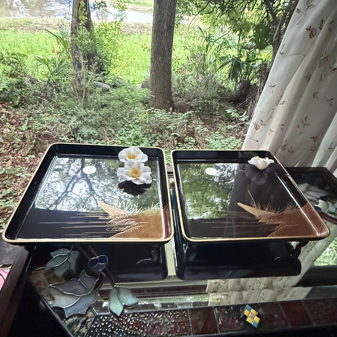 超限定無事終了‼️JAPAN時代蒔絵「源氏物語　須磨　明石」御膳5客