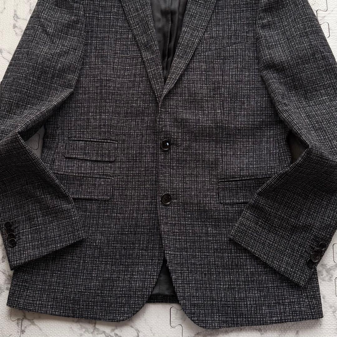極美品✨ヒューゴボス テーラードジャケット エルボーパッチ 羊革 グレー系 50