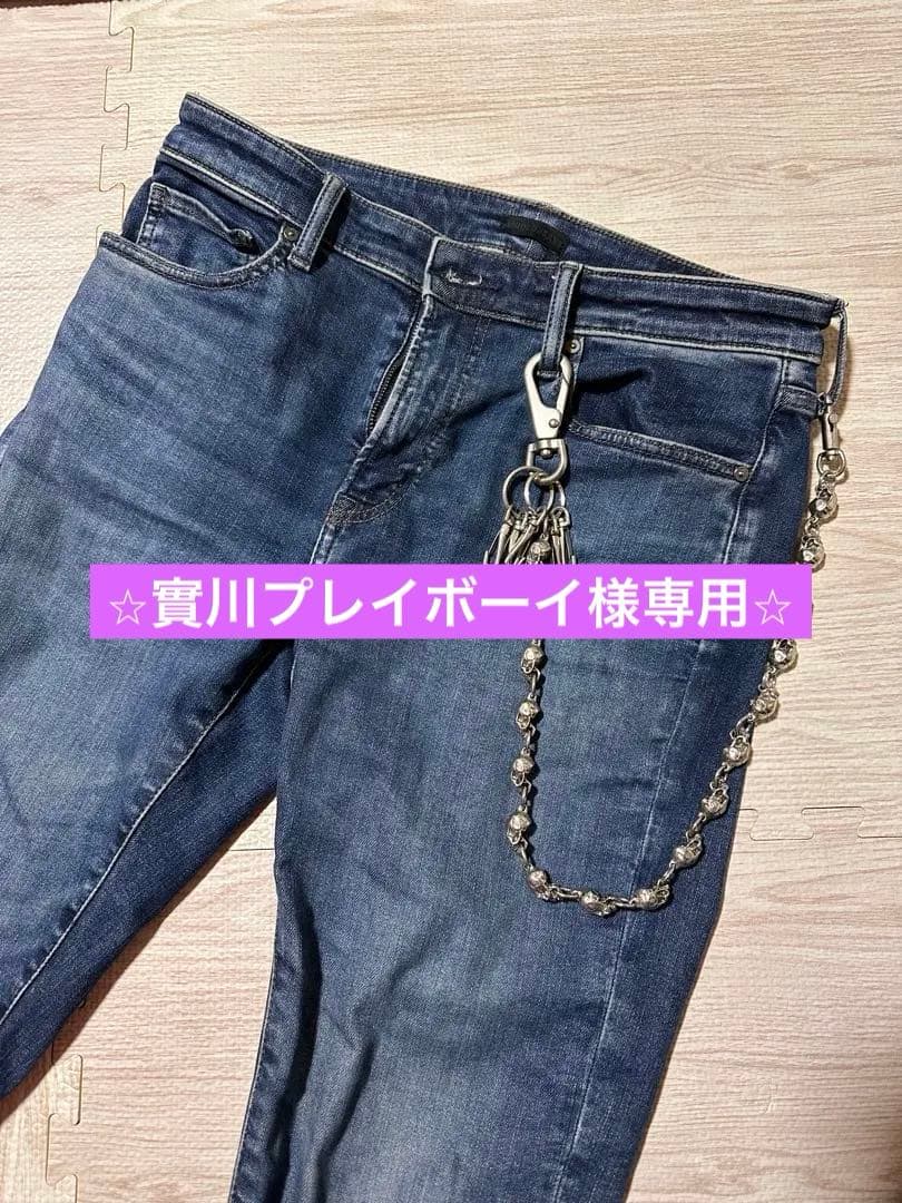 スカルデザイン ウォレットチェーン キーホルダー シルバー調