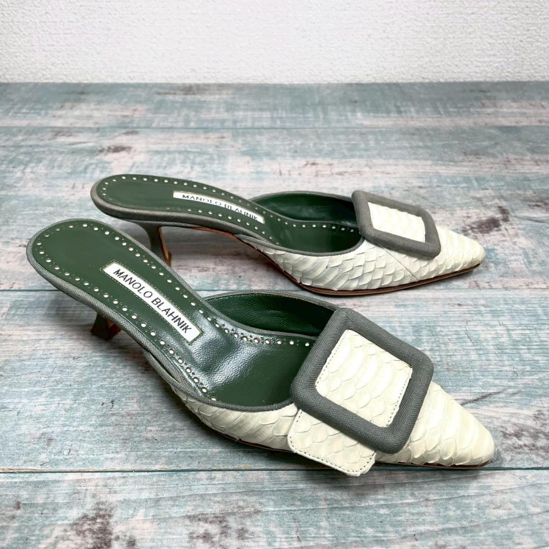 超美品 MANOLO BLAHNIK パイソンレザー パンプス 35