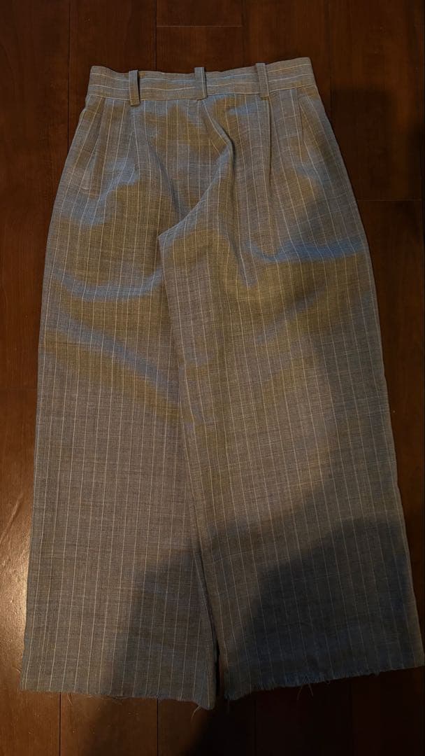 Y's ストライプ ワイドパンツ グレー