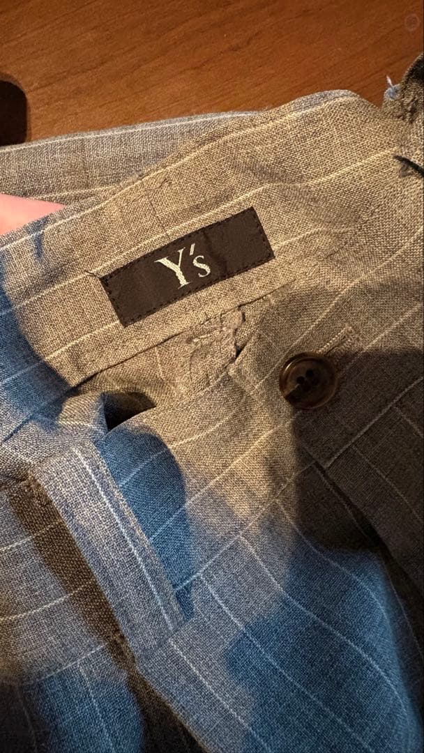 Y's ストライプ ワイドパンツ グレー