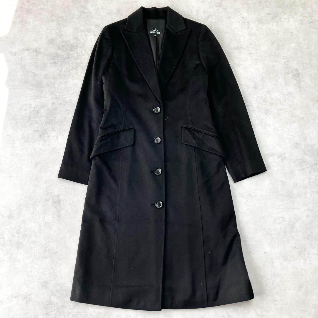 美品　wb　ダブルビー　カシミヤ100％ロングコート　黒　ブラック　796