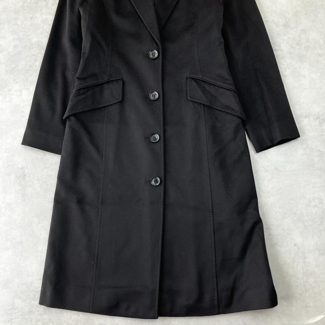 美品　wb　ダブルビー　カシミヤ100％ロングコート　黒　ブラック　796
