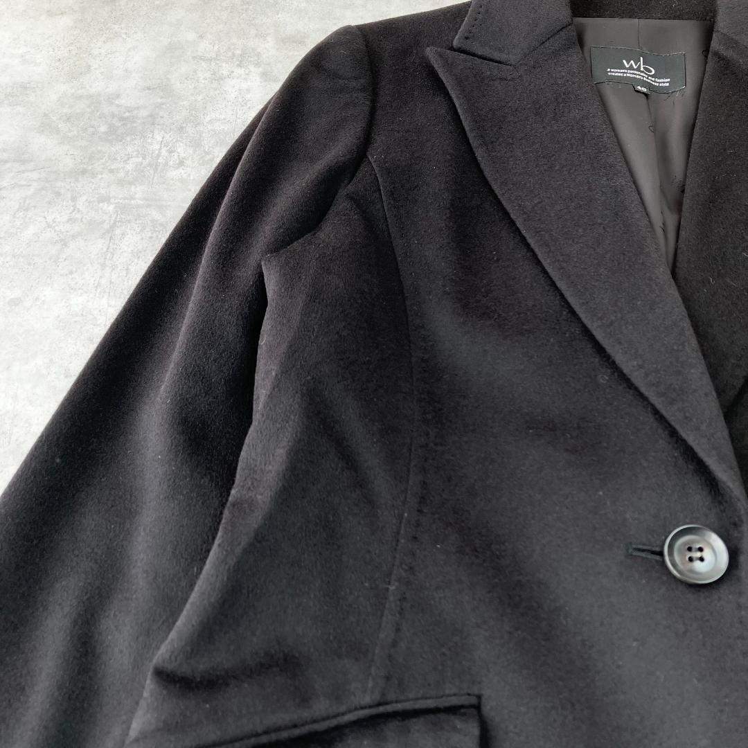 美品　wb　ダブルビー　カシミヤ100％ロングコート　黒　ブラック　796