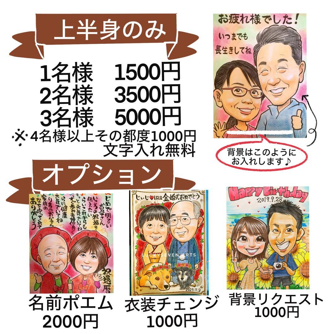 カワイイ似顔絵オーダー　文字無料　還暦