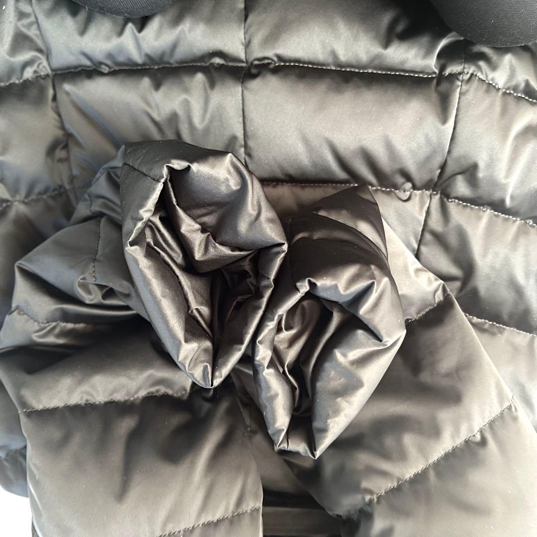 豪華ブルーフォックスファー×ラビット レザー切替 変形ロングダウンコート L