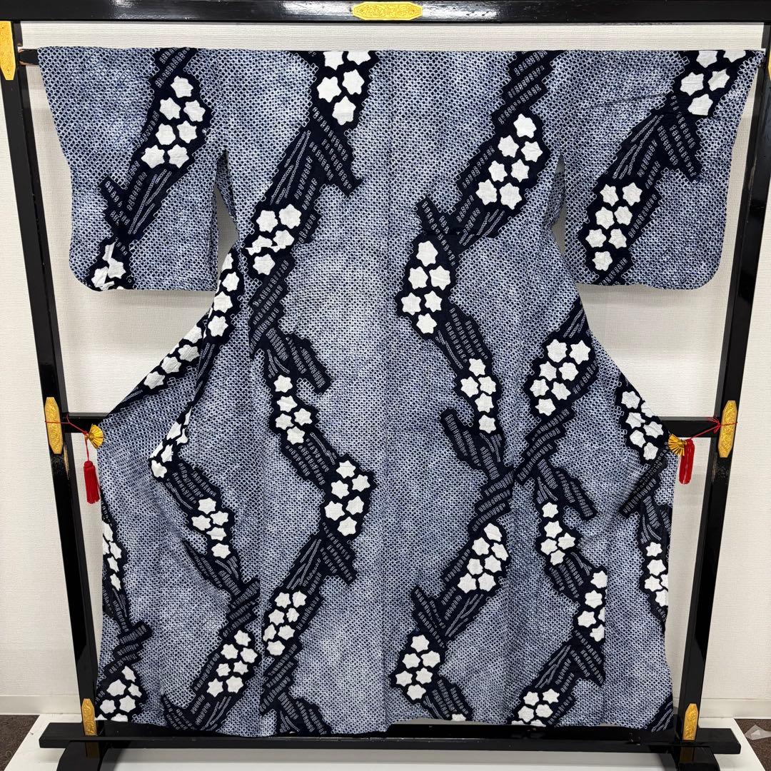 さき723様　AK-7472 鳴海有松絞り 浴衣 可愛い絞り染め 藍染 木綿