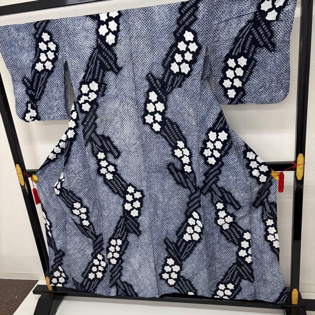 さき723様　AK-7472 鳴海有松絞り 浴衣 可愛い絞り染め 藍染 木綿