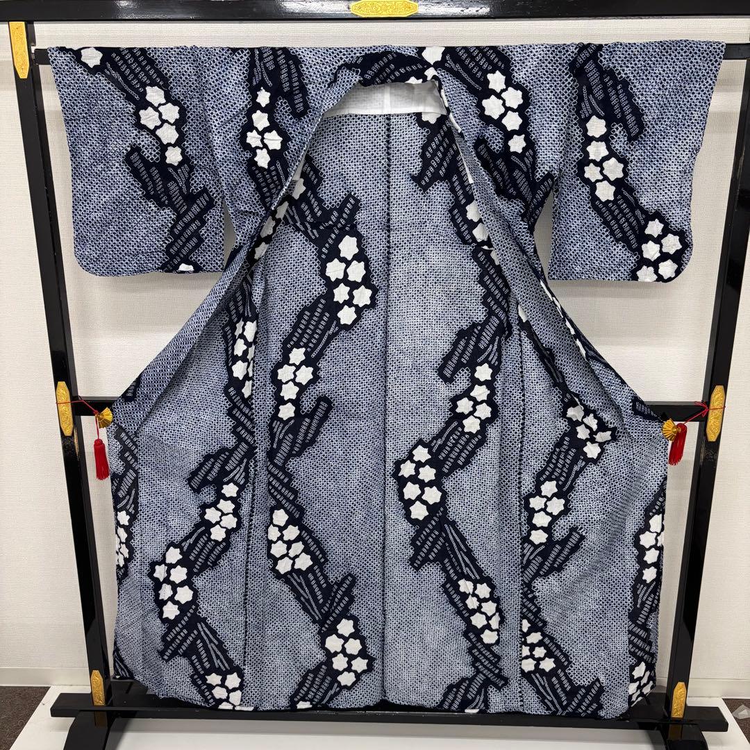 さき723様　AK-7472 鳴海有松絞り 浴衣 可愛い絞り染め 藍染 木綿