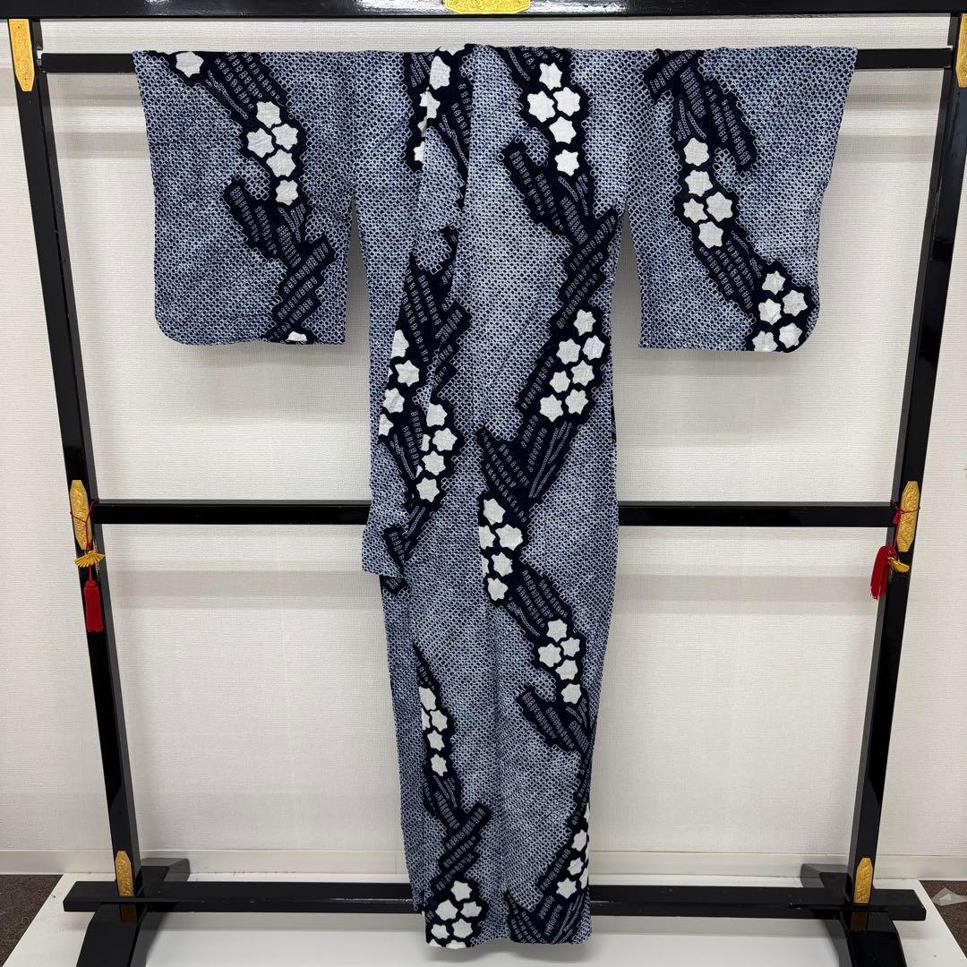 さき723様　AK-7472 鳴海有松絞り 浴衣 可愛い絞り染め 藍染 木綿