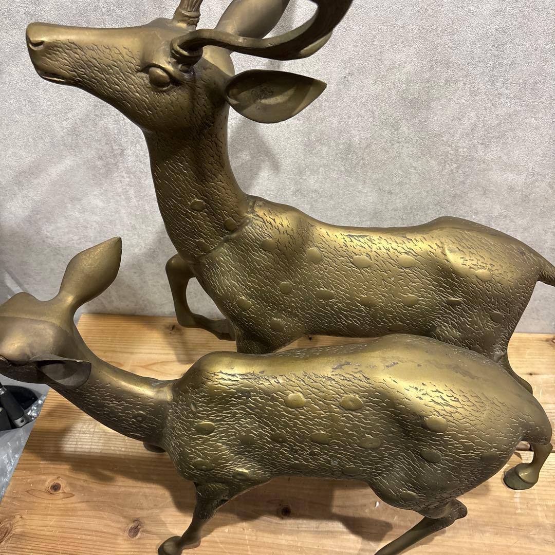 金属製　鹿の親子2体セット