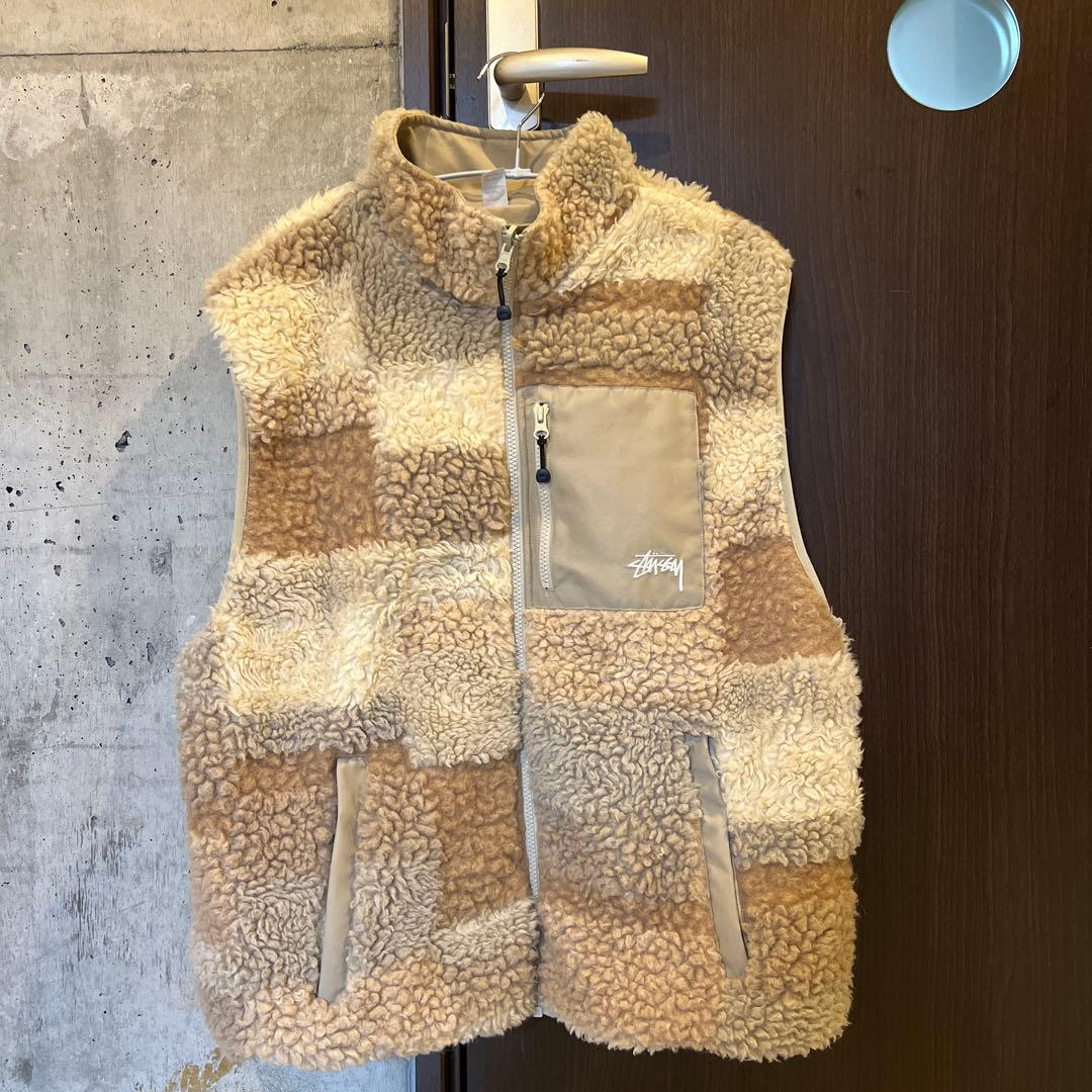 STUSSY ステューシー カラーブロック リバーシブル ベスト ボアフリース