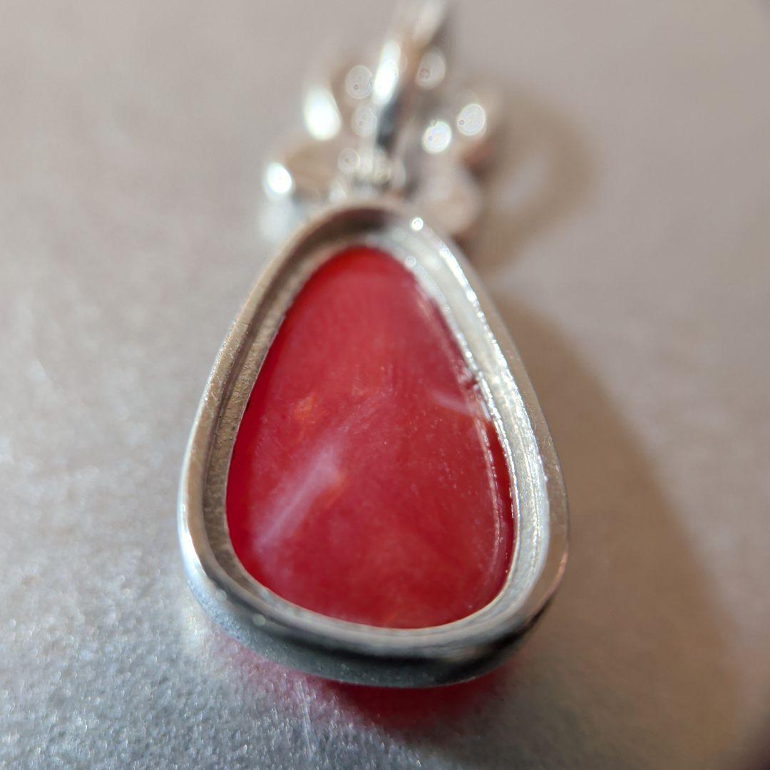 ペンダントトップ　Pt900　珊瑚　ダイヤモンド計0.05ct　2.67g