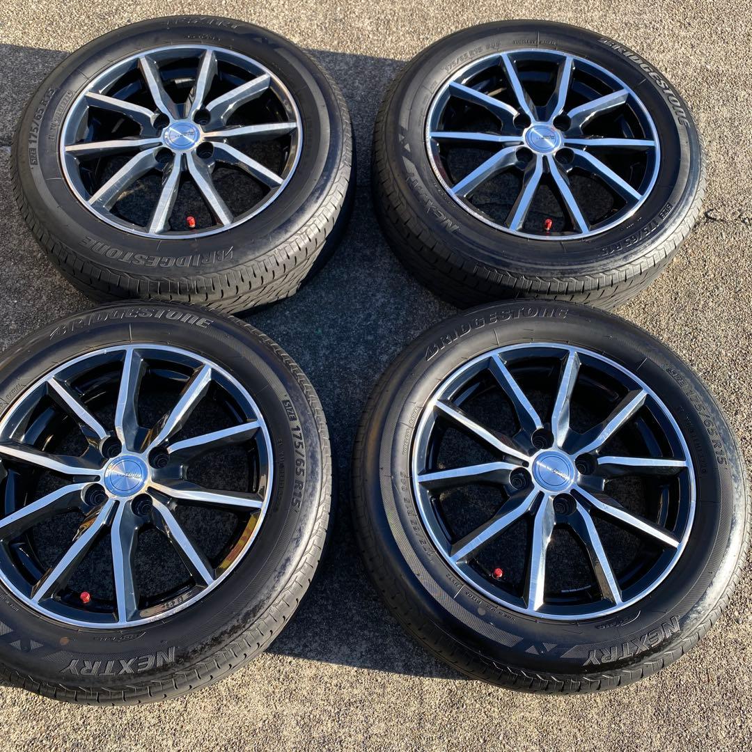 ◇中古溝有り175/65R15+プラポリホイールセット、アクア、スイフト