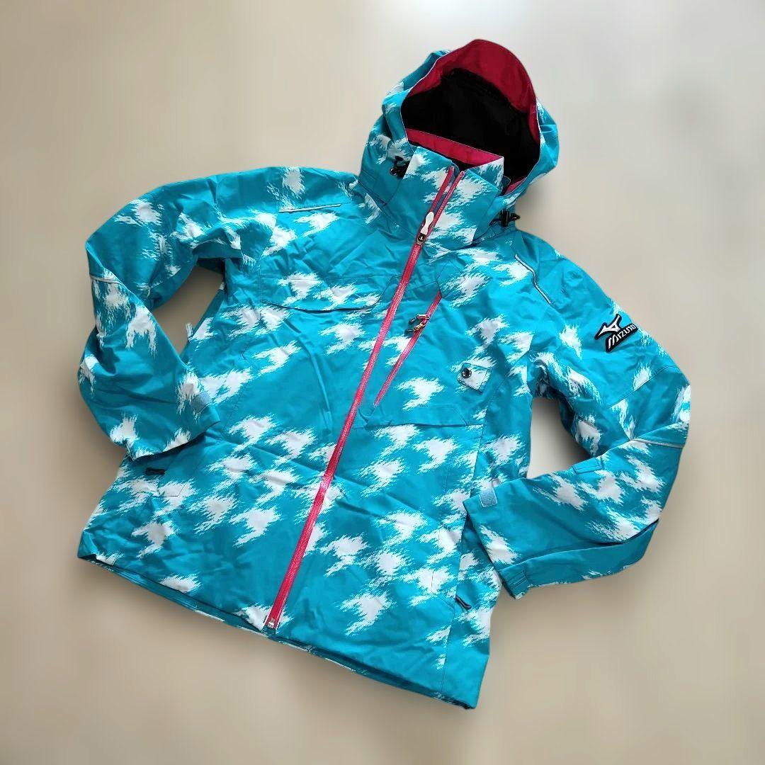 ミズノ スキーウェア上下セット ◆デモモデル◆　Mサイズ　メンズ　水色×赤
