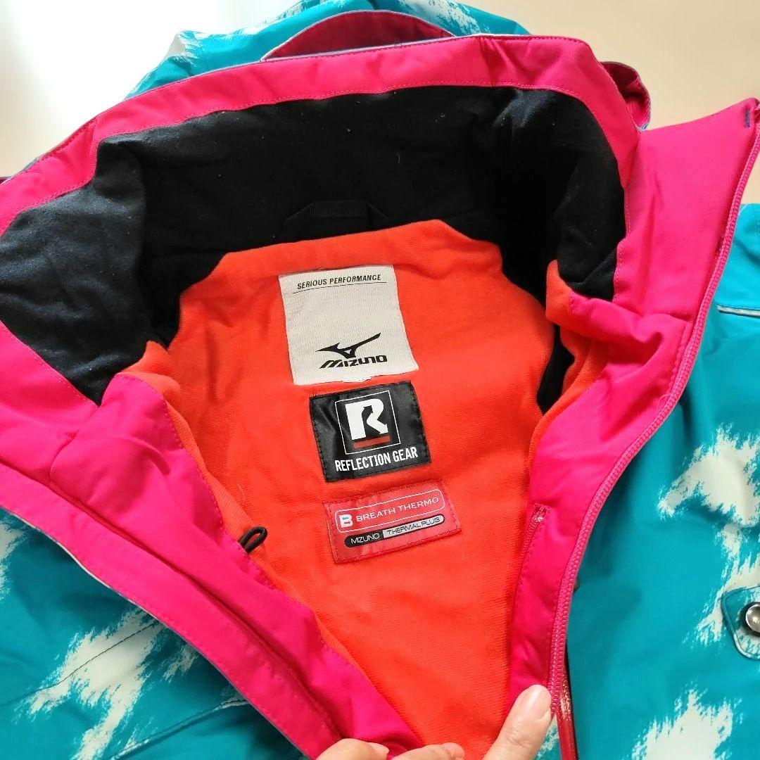 ミズノ スキーウェア上下セット ◆デモモデル◆　Mサイズ　メンズ　水色×赤