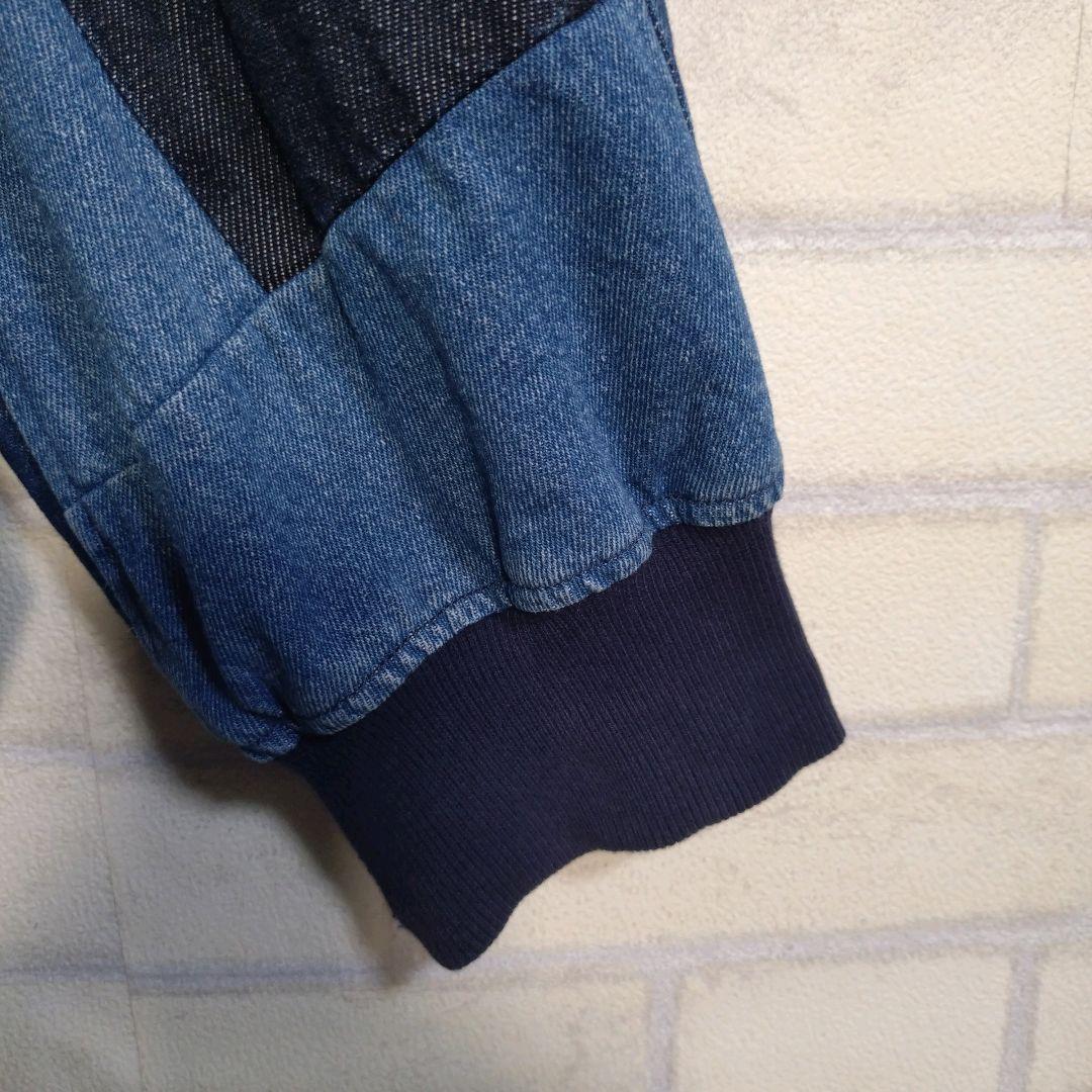 個性派古着★MA-1型 パッチワーク デニムジャケット インディゴ XL相当