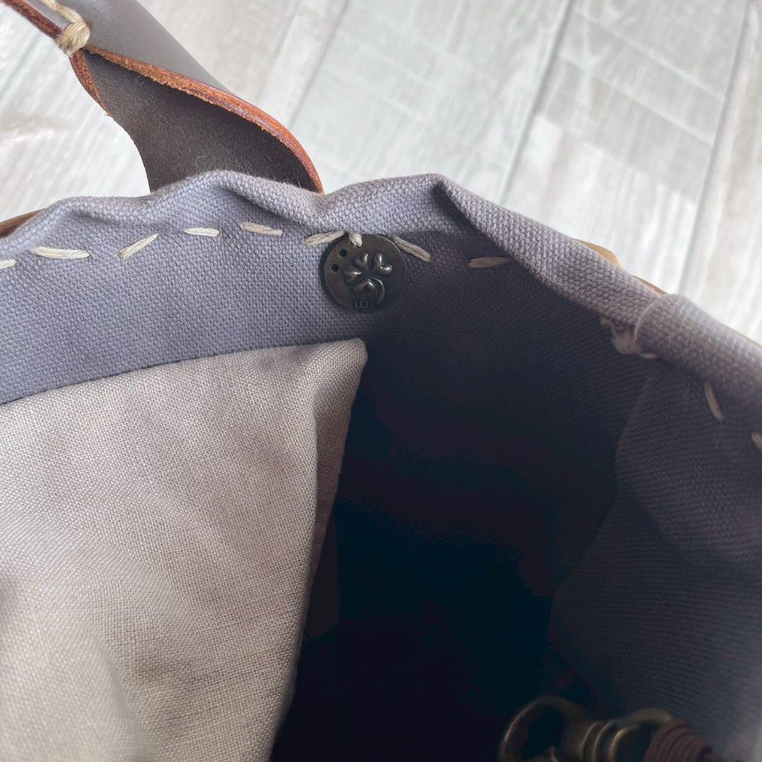 【美品】ebagos エバゴス カゴバッグ 本革×紅藤 被せ付