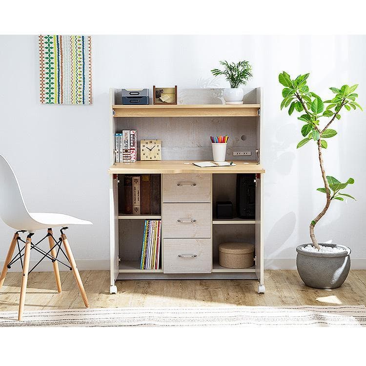 学習机 勉強机 デスク コンパクト 収納 折りたたみ　FJ-010-IR ②