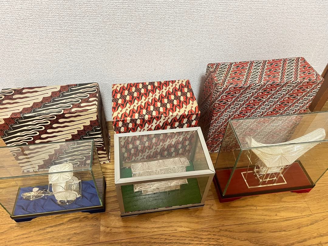 インドネシア シルバー 工芸品 銀細工　ベチャ　トンコナン置物セット