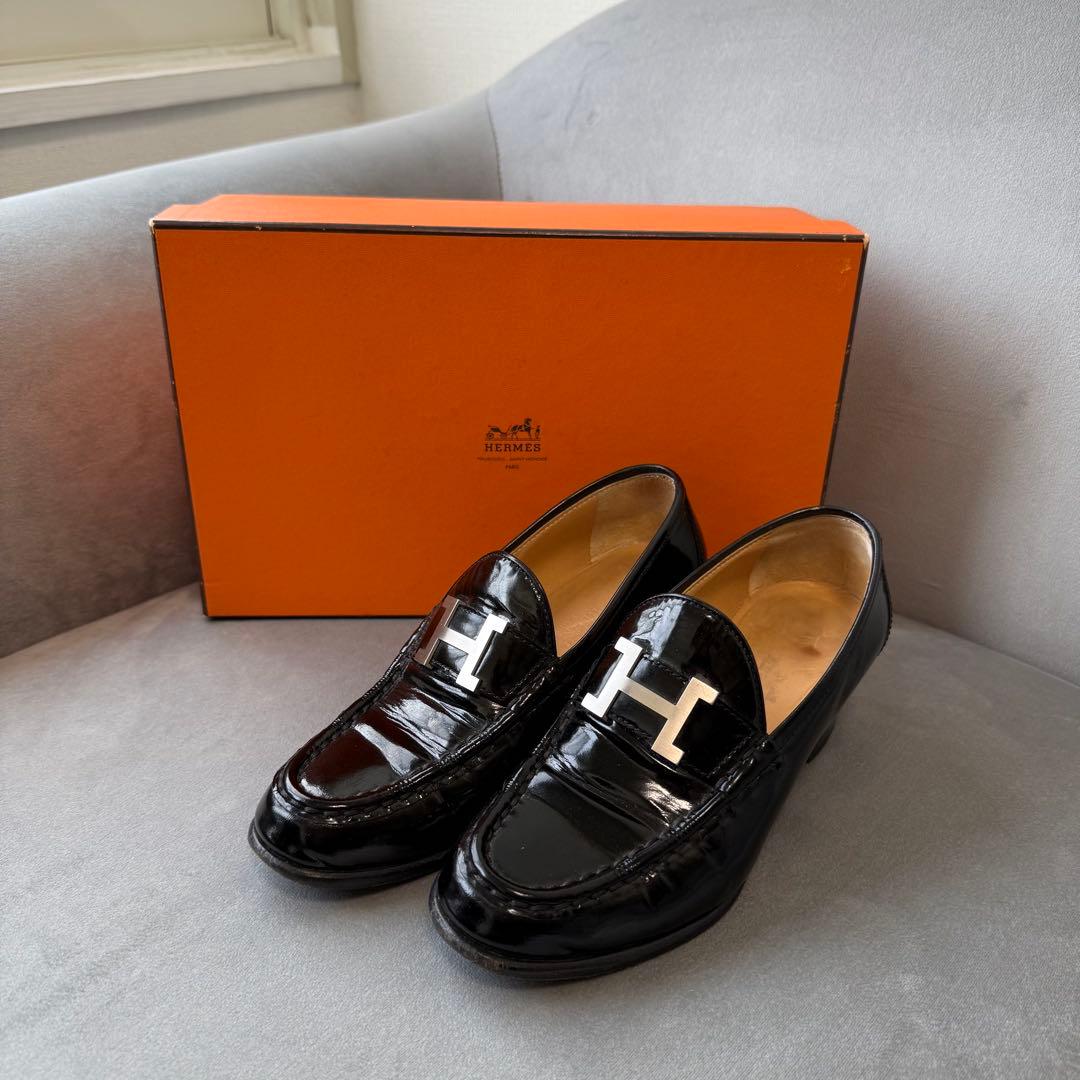 エルメス コンスタンス ローファー パンプス 22 Hロゴ ブラック