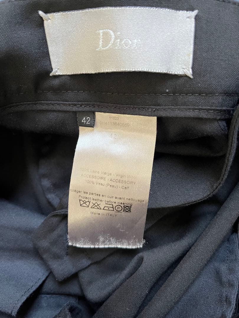 Dior レザーバックル　ベルト付き　トラウザード　テーラードスラックス