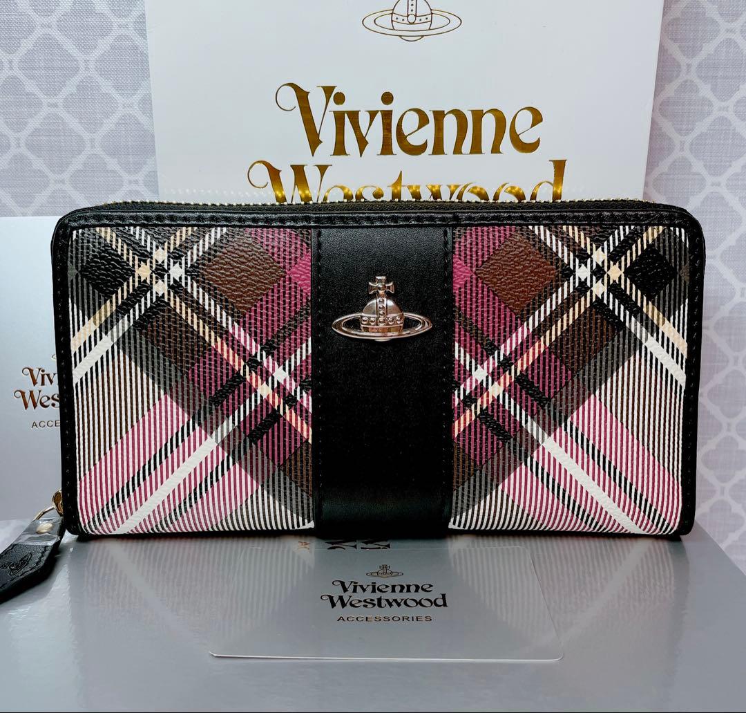 【大人気✨️1点のみ】ヴィヴィアン・ウエストウッド チェック黒 長財布