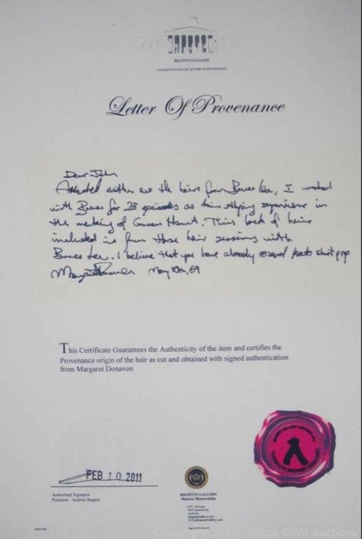 九*e様 ■本物■髪の毛■ブルース・リー■Bruce Lee Authentic