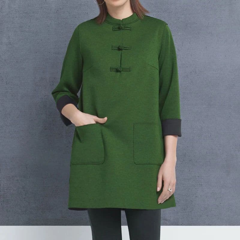 ディノス ダーマコレクション チャイナカラー アジアン ダブルフェイスチュニック