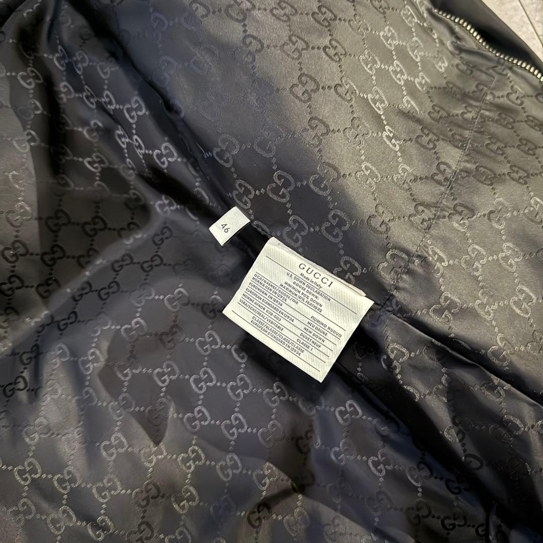 【裏地総柄❗️】GUCCI ダウンジャケット　ワッペンロゴ　ブラック　46 M