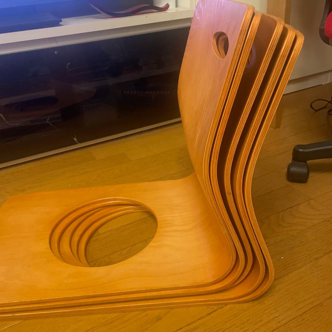 穴あきデザイン 木製座椅子　5脚