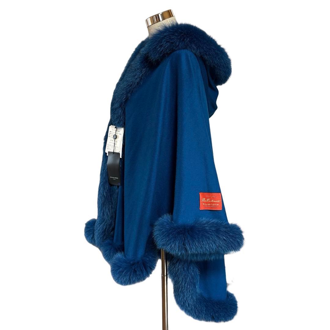 タグ付き ジャンルイシェレル カシミヤ100 フォックスファー ポンチョ