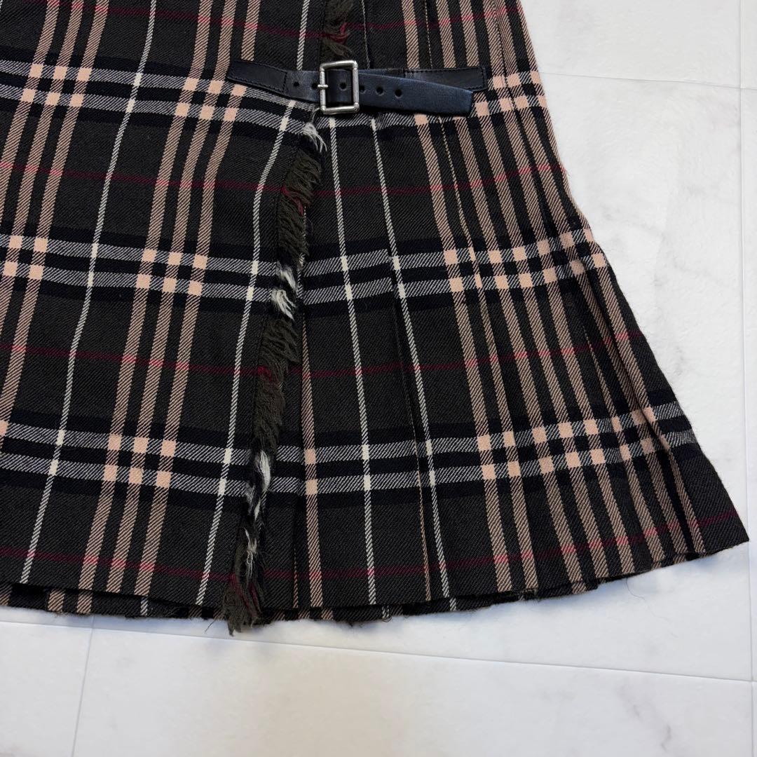 バーバリーブルーレーベル　ラップミニスカート　ノバチェック　36 ブラウン