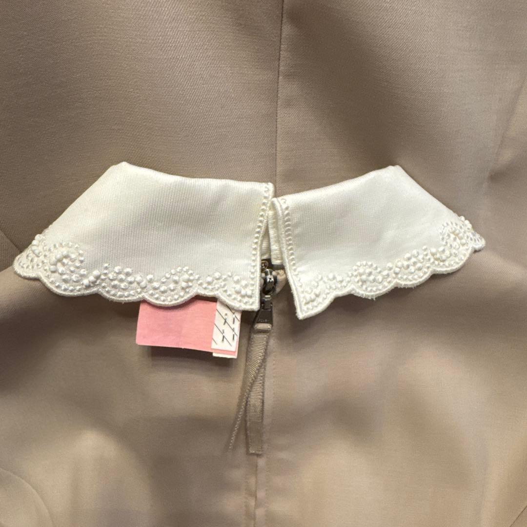フォクシー白襟ワンピース/サンドベージュ 38クリーニング済み極美品