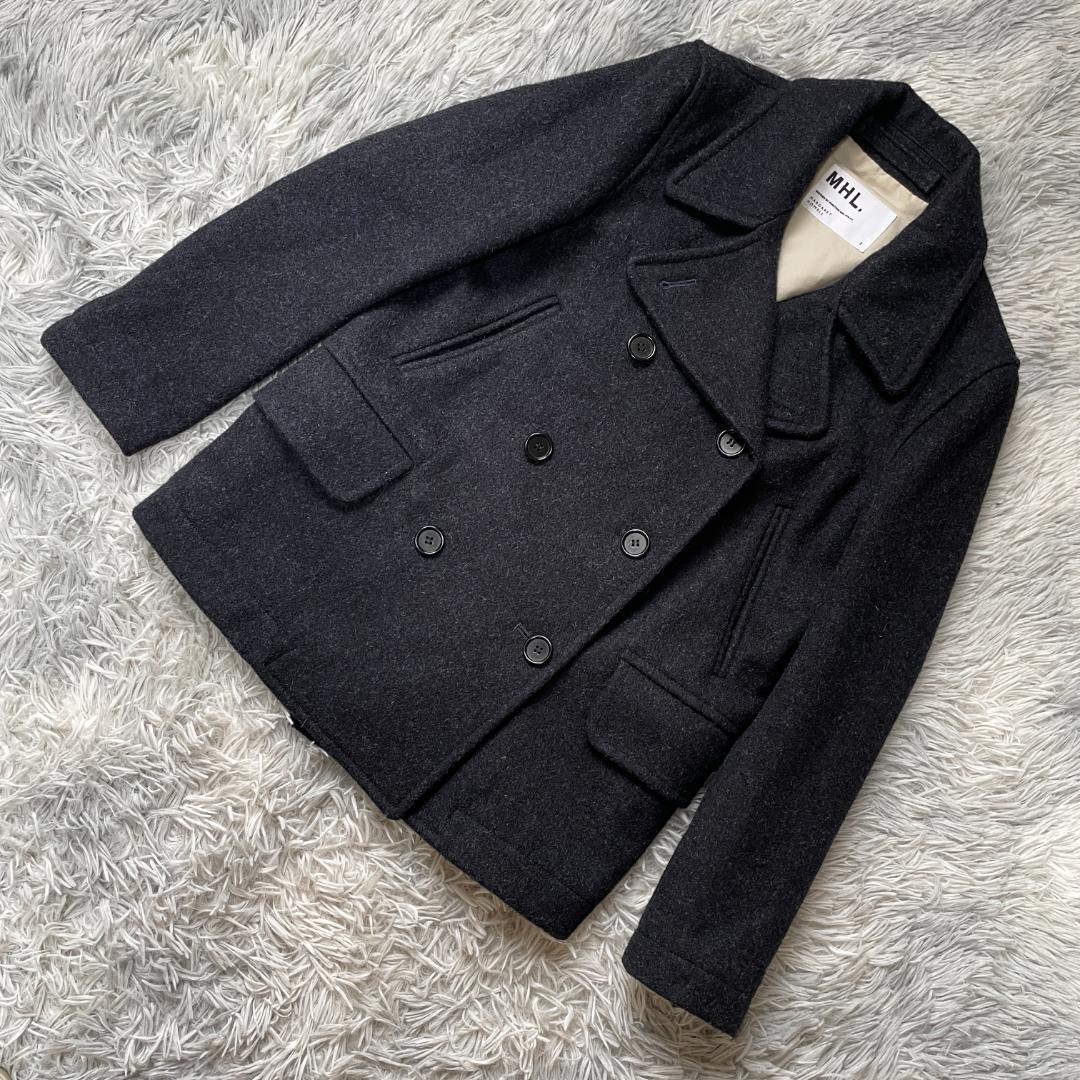 MHL. ウール100% 英国製 Pコート ジャケット ダークグレー レディス1