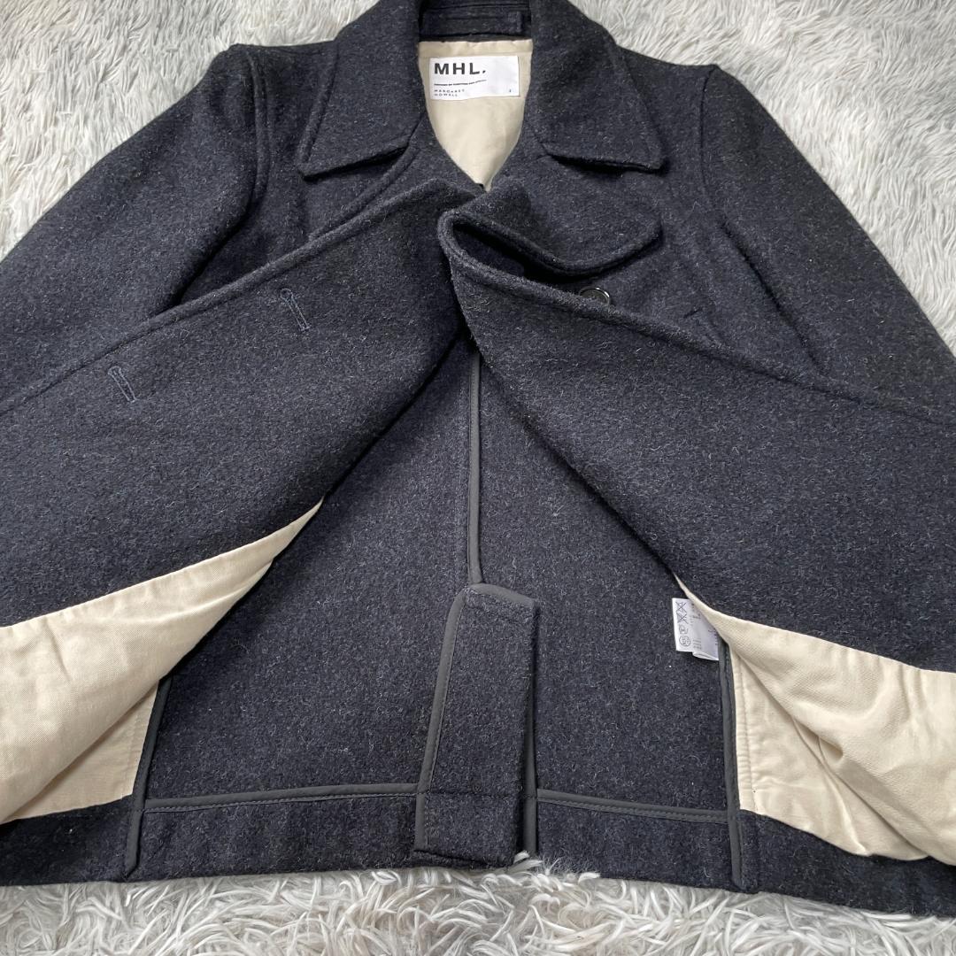 MHL. ウール100% 英国製 Pコート ジャケット ダークグレー レディス1