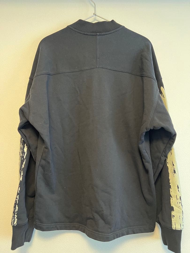 Y-3 メンズ トレーナー 長袖 クラックプリント ハーフジップ